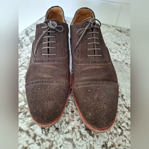 John Fluevog  Brown Suede Oxford Shoes Size 9 - Picture 1 of 9